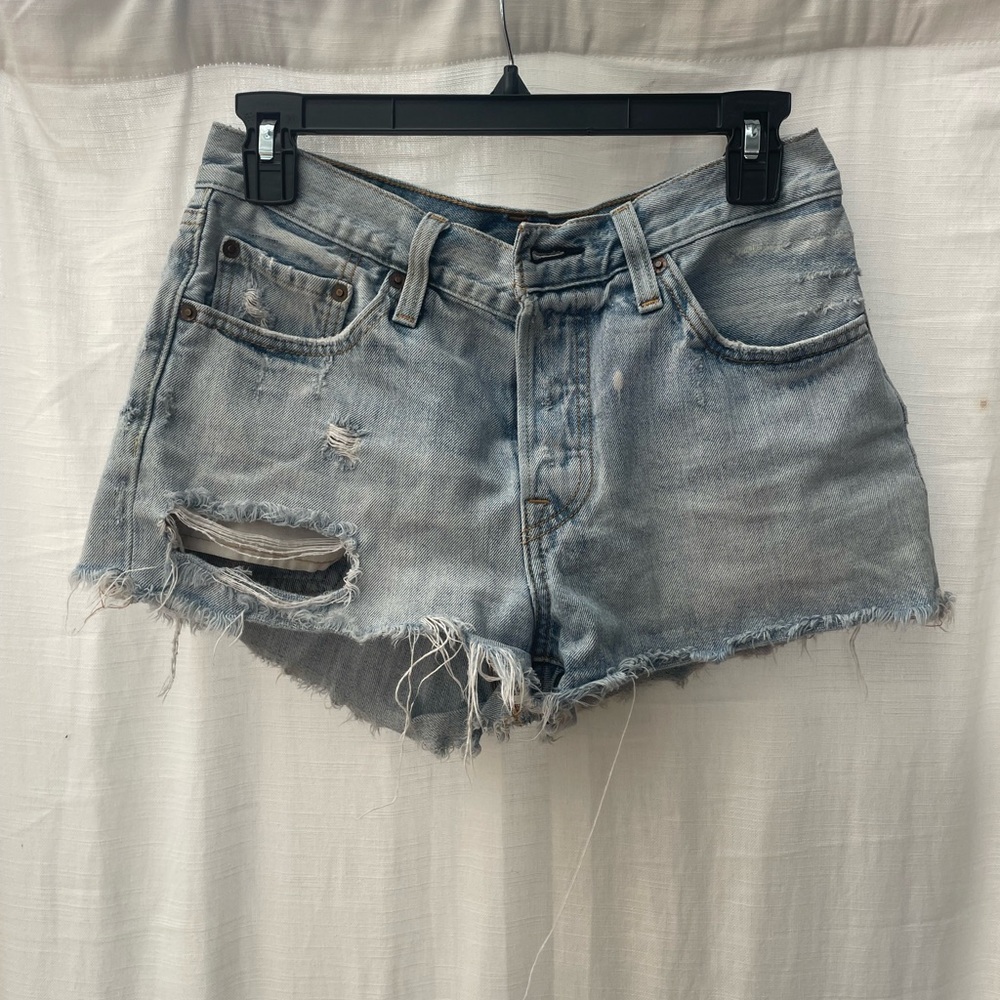 Levi's Light Blue Distressed Jean Shorts